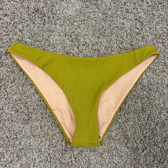Olive green ribbed Bikini bottom size medium - Picture 1 of 5